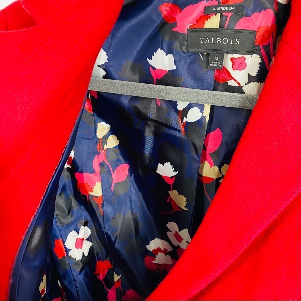 Talbots Aberdeen Wool Red Three Button Blazer 12 - image 4